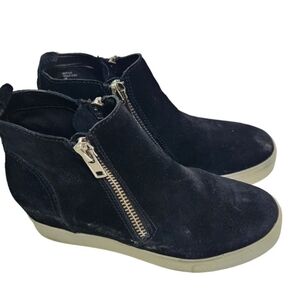Steve Madden Silya Wedgie High Top Black Suede Sneaker Size 8M